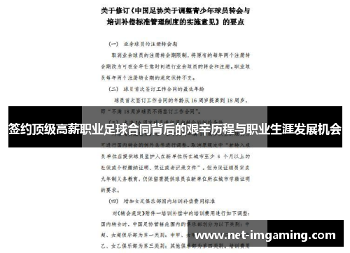 签约顶级高薪职业足球合同背后的艰辛历程与职业生涯发展机会
