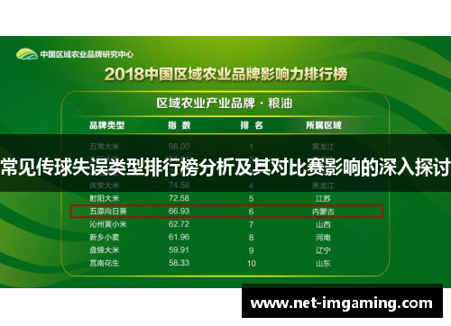 常见传球失误类型排行榜分析及其对比赛影响的深入探讨