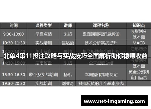 北单4串11投注攻略与实战技巧全面解析助你稳赚收益